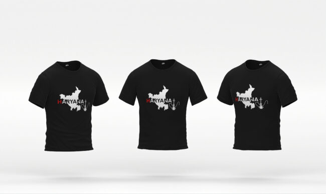 Haryana Hookah Map Printed Cotton T-Shir