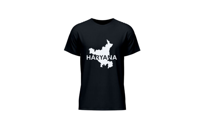 Haryana Map Printed Cotton T-Shirt