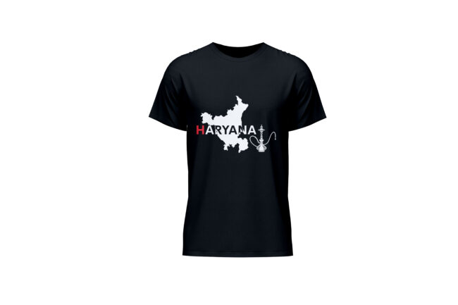 Haryana Hookah Map Printed Cotton T-Shir