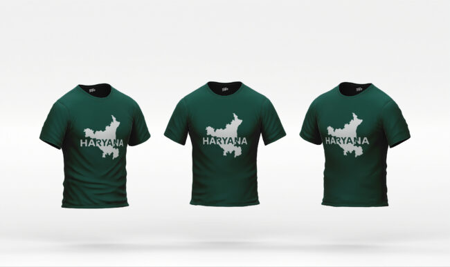 Haryana Map Printed Cotton T-Shirt