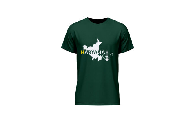 Haryana Hookah Map Printed Cotton T-Shir