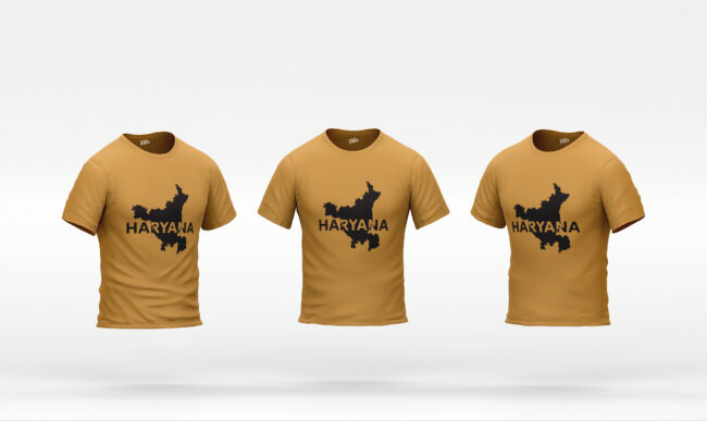 Haryana Map Printed Cotton T-Shirt