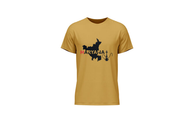 Haryana Hookah Map Printed Cotton T-Shir