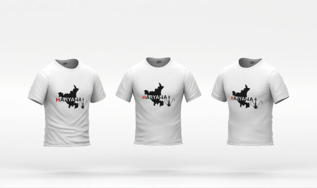 Haryana Hookah Map Printed Cotton T-Shir