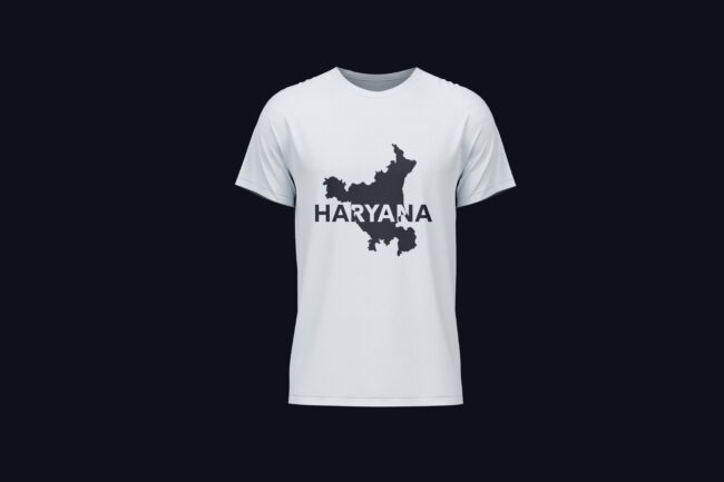 Haryana Map Printed Cotton T-Shirt