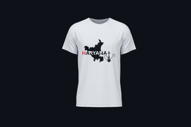Haryana Hookah Map Printed Cotton T-Shir